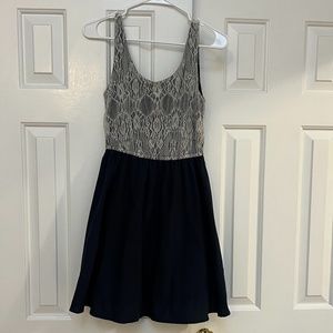 Alya Navy Dress with Lace bodice